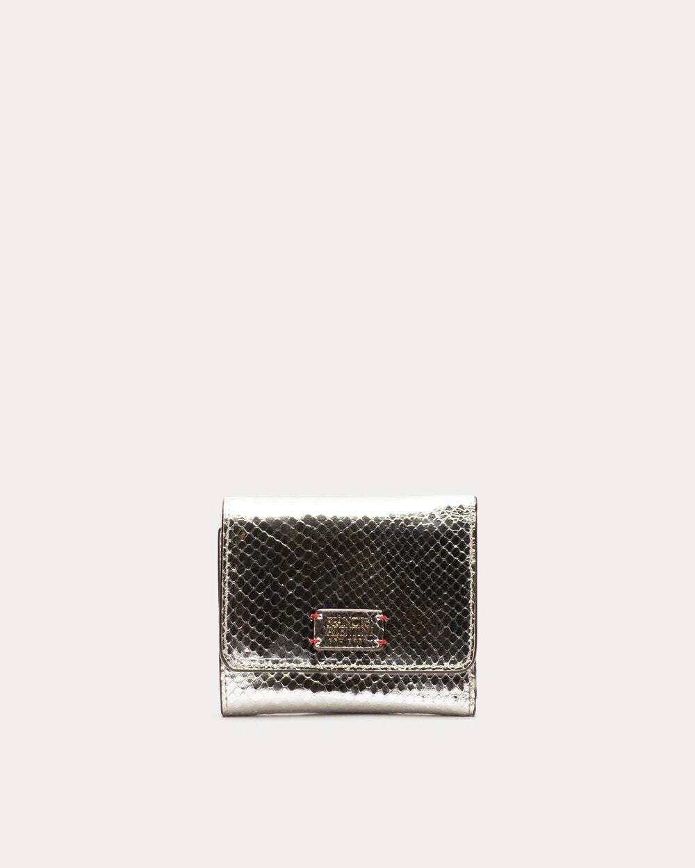 Frances Valentine Perfect Wallet Metallic Snake Leather ~ Silver
